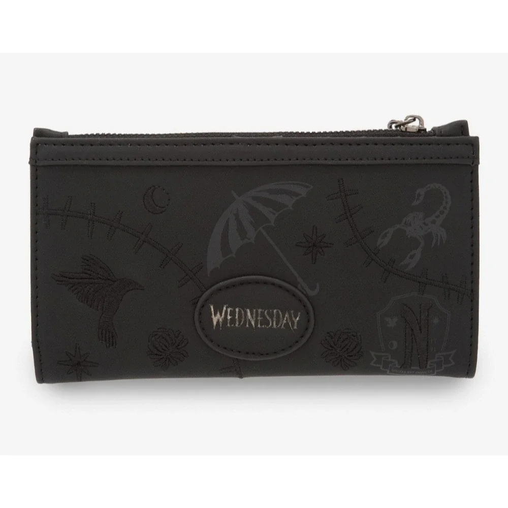 Wednesday Embroidered Icons Crossbody Bag & WALLET Whimsigoth Grunge Steampunk - Picture 8 of 9